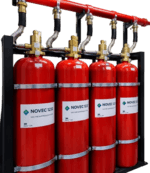 Sistema de combate a incendio com agente limpo exemplificando nossa linha de produtos de Sistema Fixo