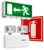 Luminária de emergencia, exemplificando nossa linha de produtos de Iluminação e Sinalização